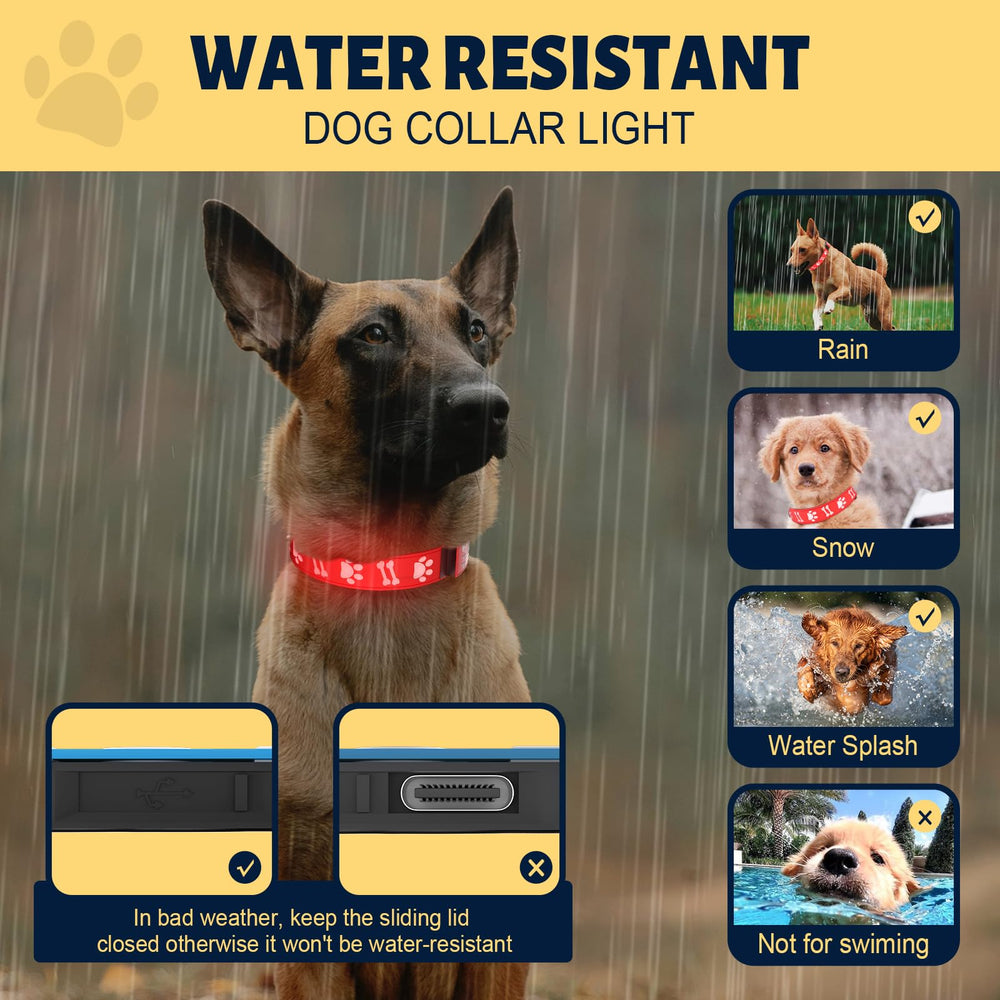 TOPOTO light-up dog collar soft nylon strap ensures comfortable all-day wear