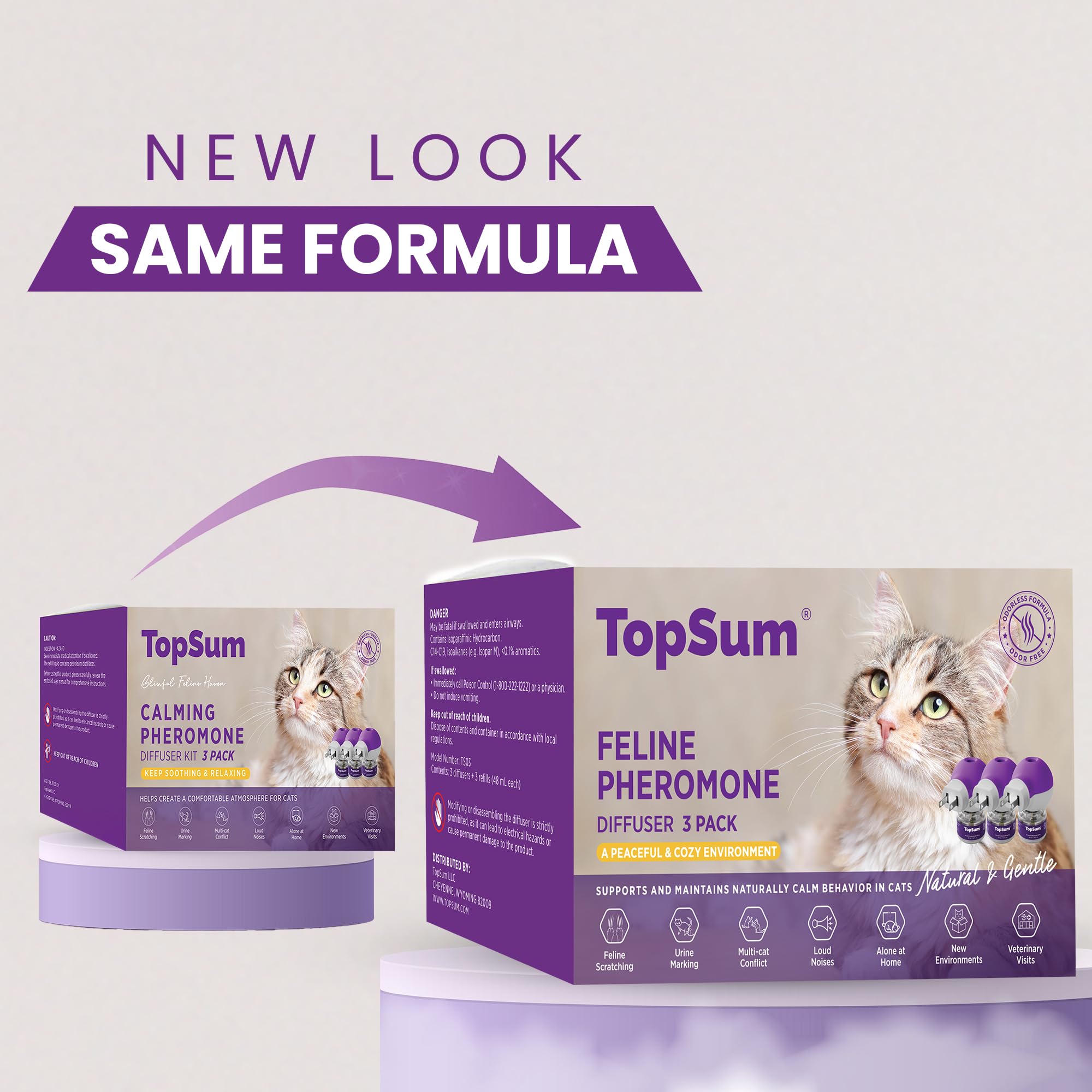TopSum Cat Pheromones Diffuser refill vial ready for up to 30 days of calm.