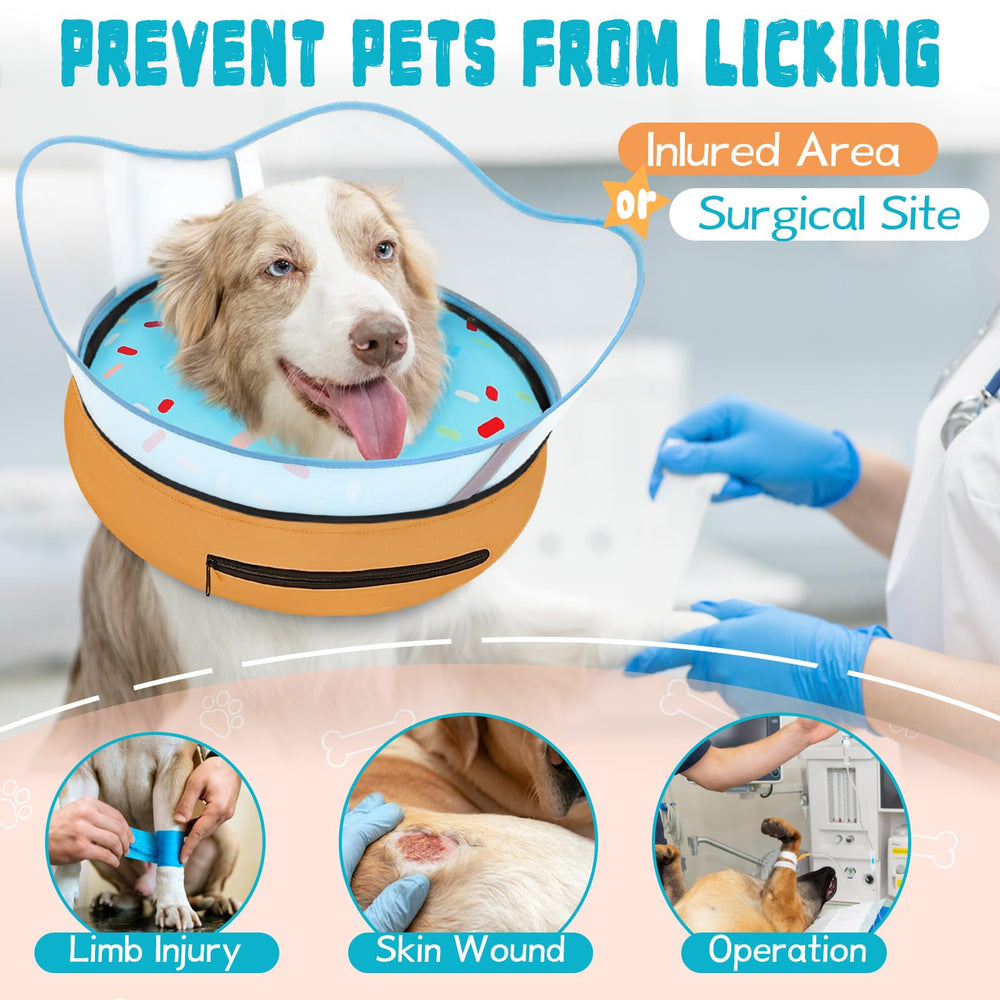Toptakeit donut collar detachable shield blocks licking while allowing relaxed movement.