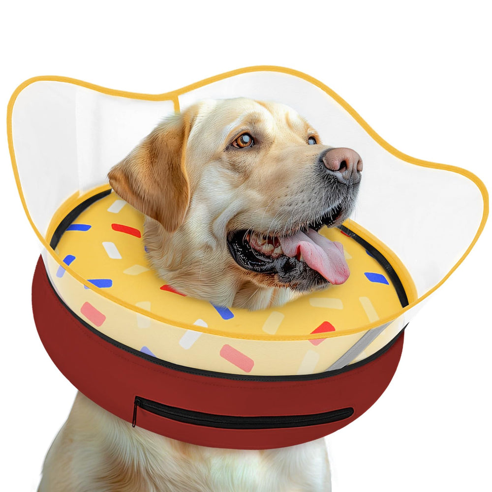 Toptakeit elevated inflatable donut collar angle view shows lightweight comfort for gentle healing.