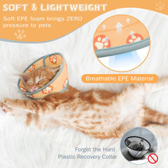 Toptakeit soft cat cone adjustable strap secures different neck sizes.