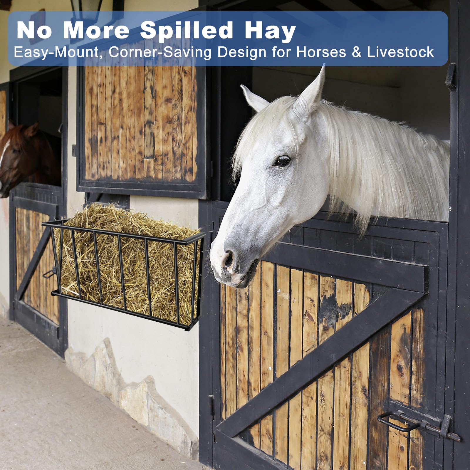 Topyznsup no-waste design reduces hay mess and waste around feeders.