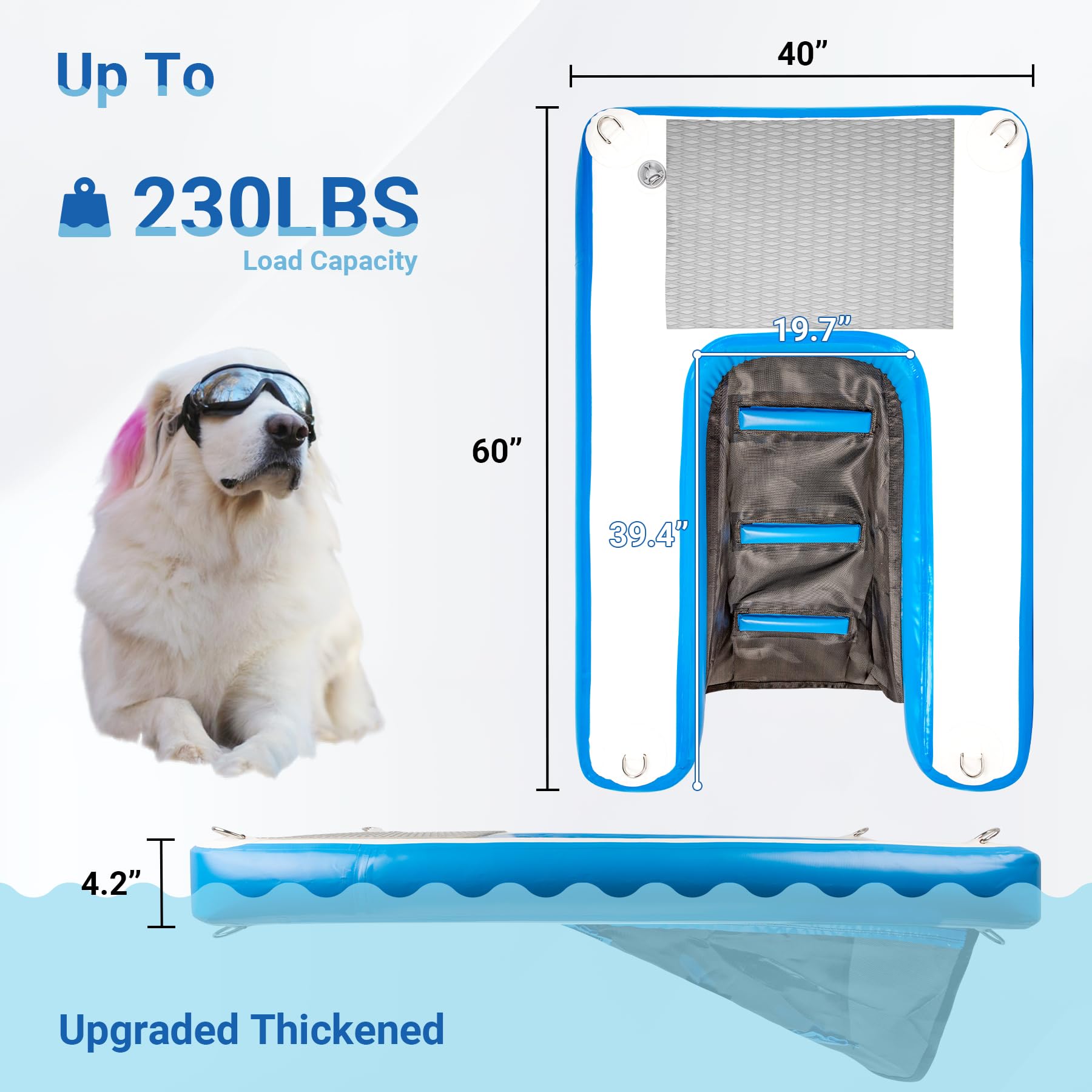 Toriexon dog water ramp close-up shows a non-slip surface for traction when wet.
