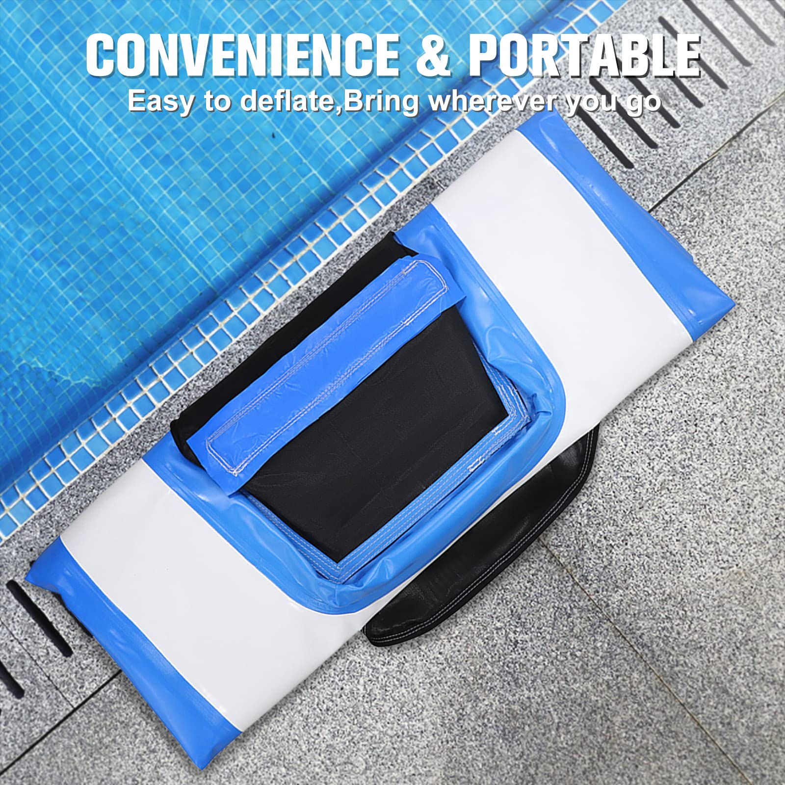 Toriexon inflatable dog ramp folds flat for easy storage.