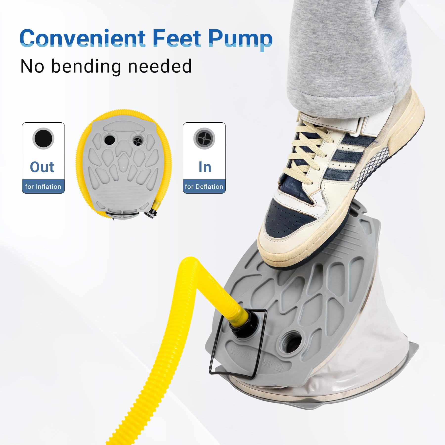 Toriexon inflatable ramp shows a secure inflation valve for quick setup.