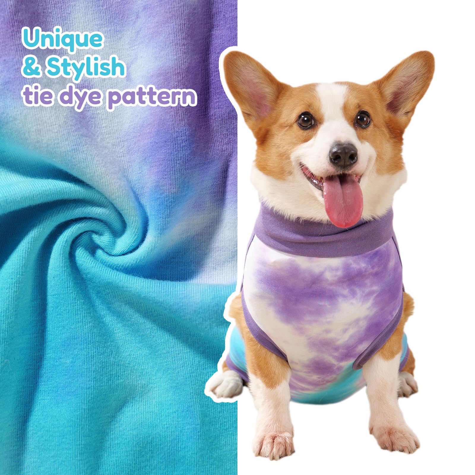 TORJOY dog recovery suit features male/female openings for litter tray use.