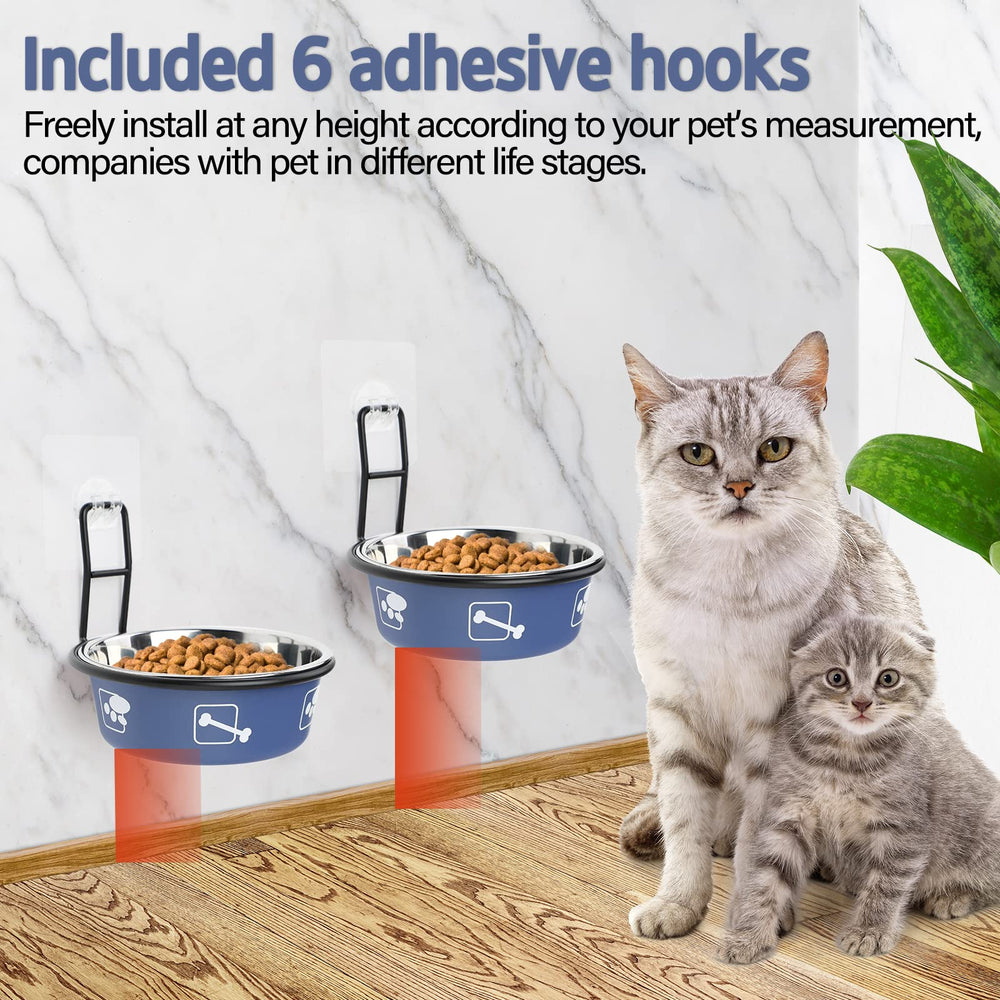 Torlam blue two-pack cat feeder bowls ready for use