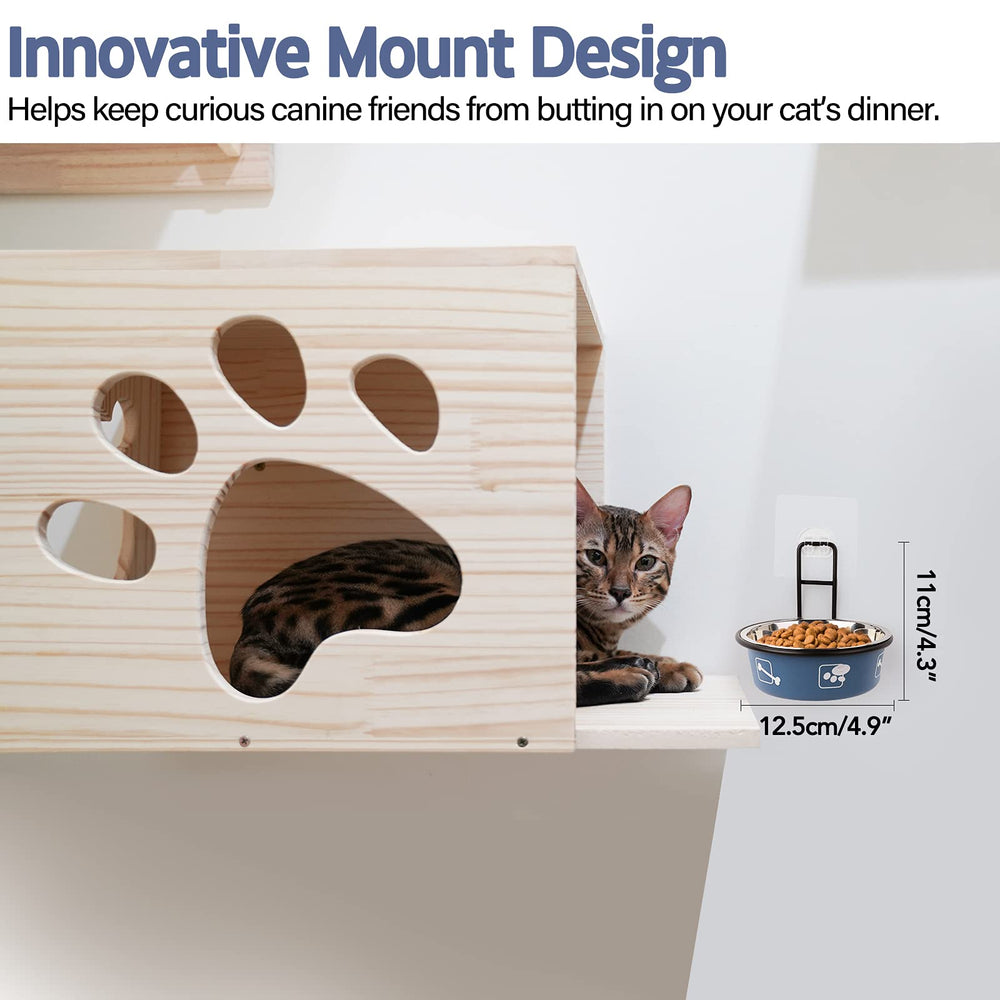 Torlam wall-mount kit included with blue 2-pack cat feeder