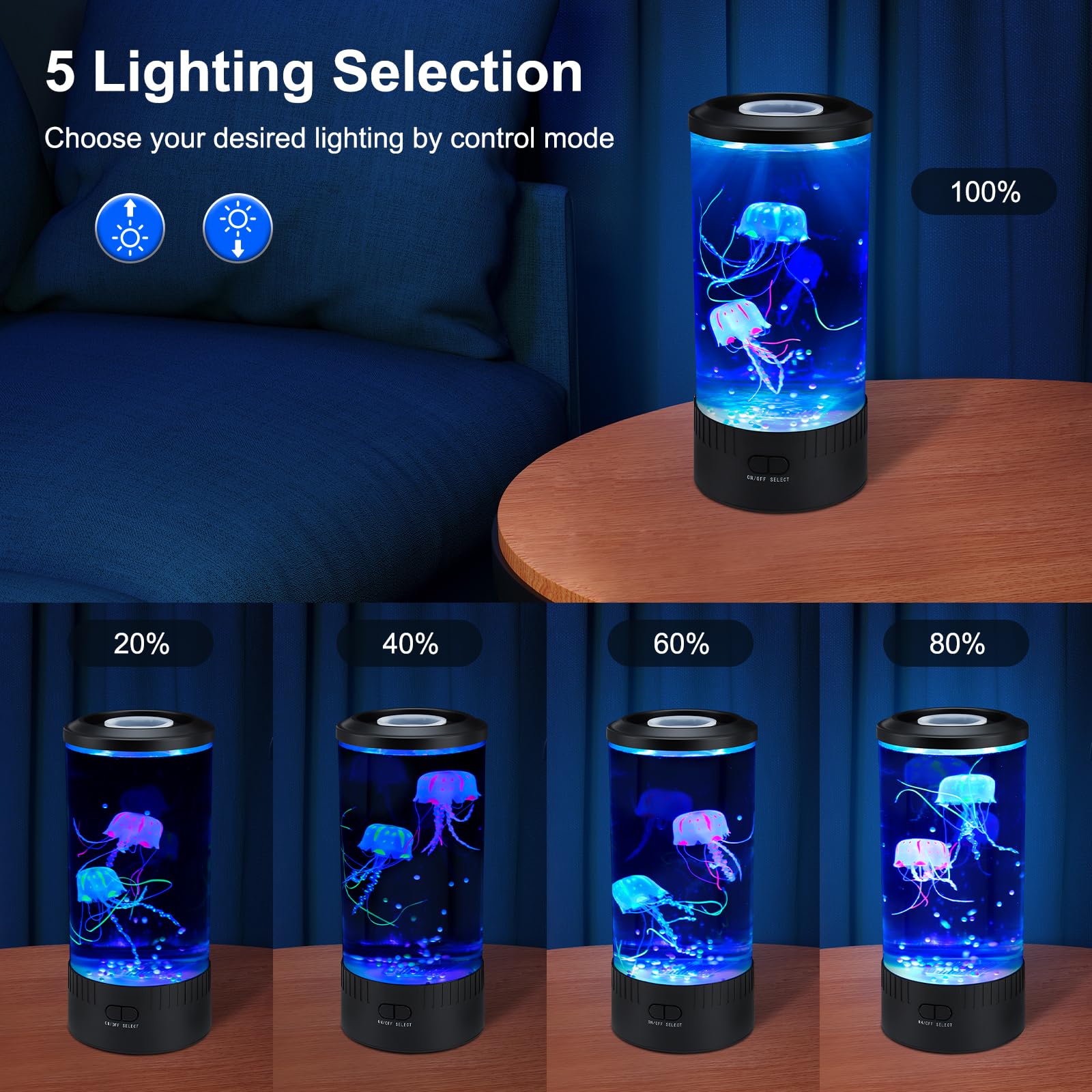TOUBIK Jellyfish Lamp remote control allows brightness and color changes from across the room