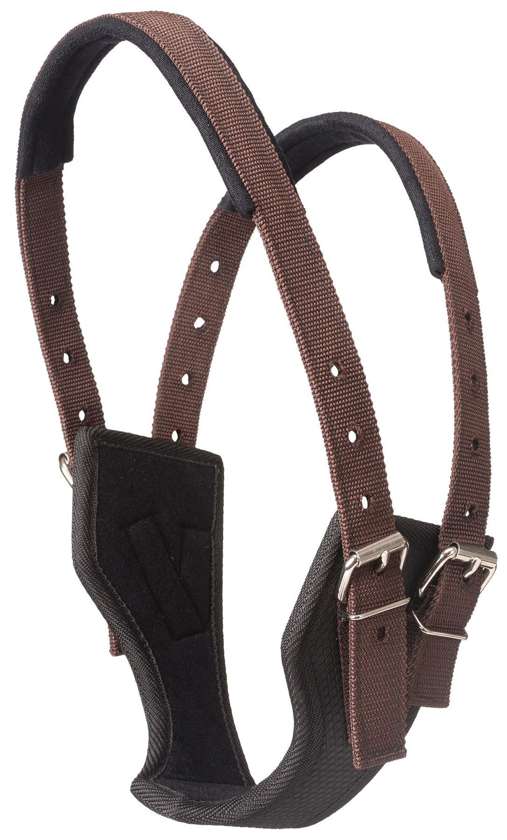 Tough 1 crib be gone comfort collar brown large side view demonstrates secure jaw fit and cribbing prevention