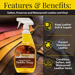 Tough 1 Fiebing's saddle soap satin finish delivers lustrous sheen on smooth leather.