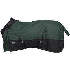 Tough1 Snuggit turnout blanket 72in in hunter green showcasing adjustable neck for snug fit and warmth