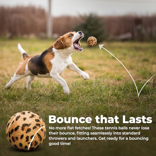 Tourna unique-sports dog fetch squeaker ball animal-prints closeup highlights soft felt safety.