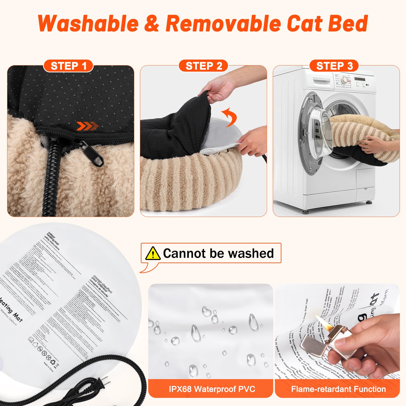 Tovve heated cat bed washable cover simplifies cleaning after adventures