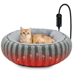 Tovve heated cat bed round donut nest provides cozy warmth for cats' naptimes