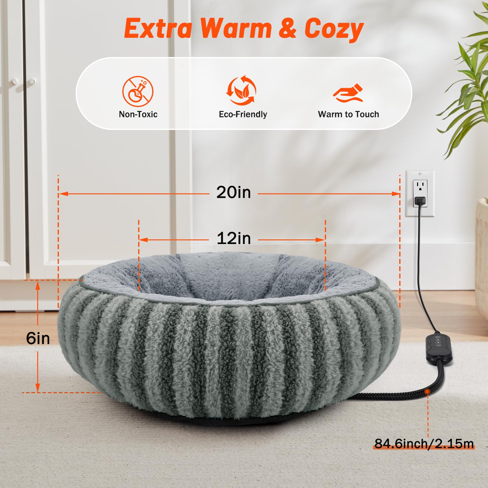 Tovve cat bed with 24-hour timer promotes safe, energy-efficient warming