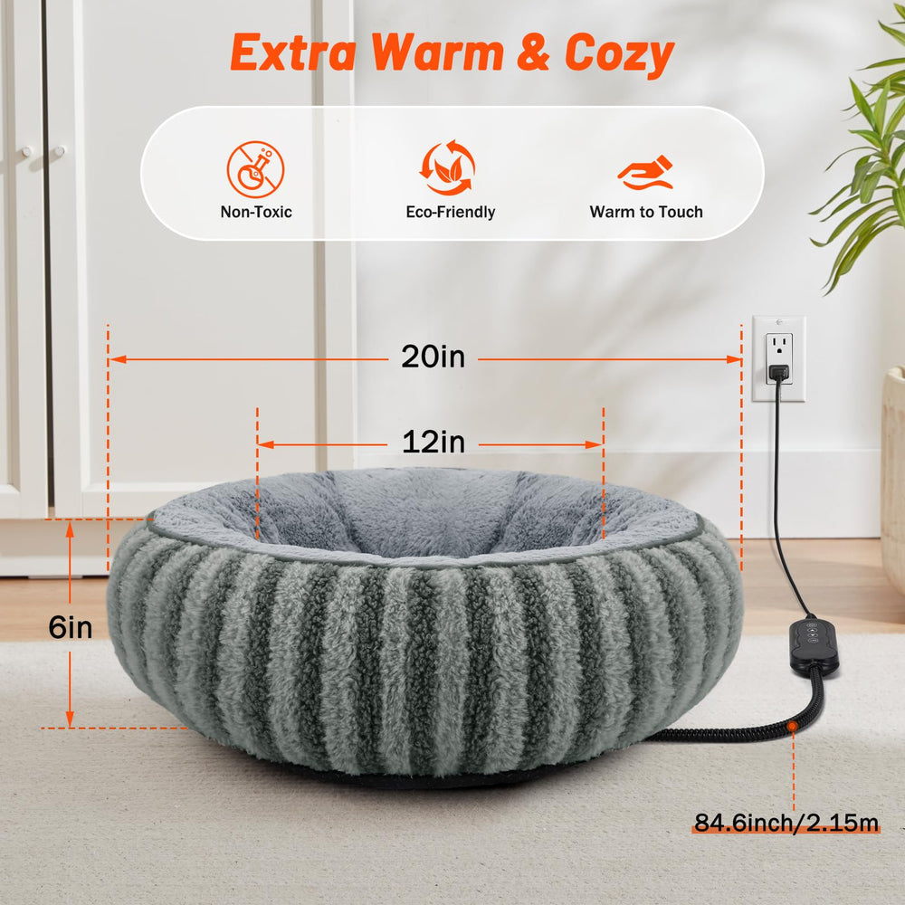 Tovve cat bed with 24-hour timer promotes safe, energy-efficient warming