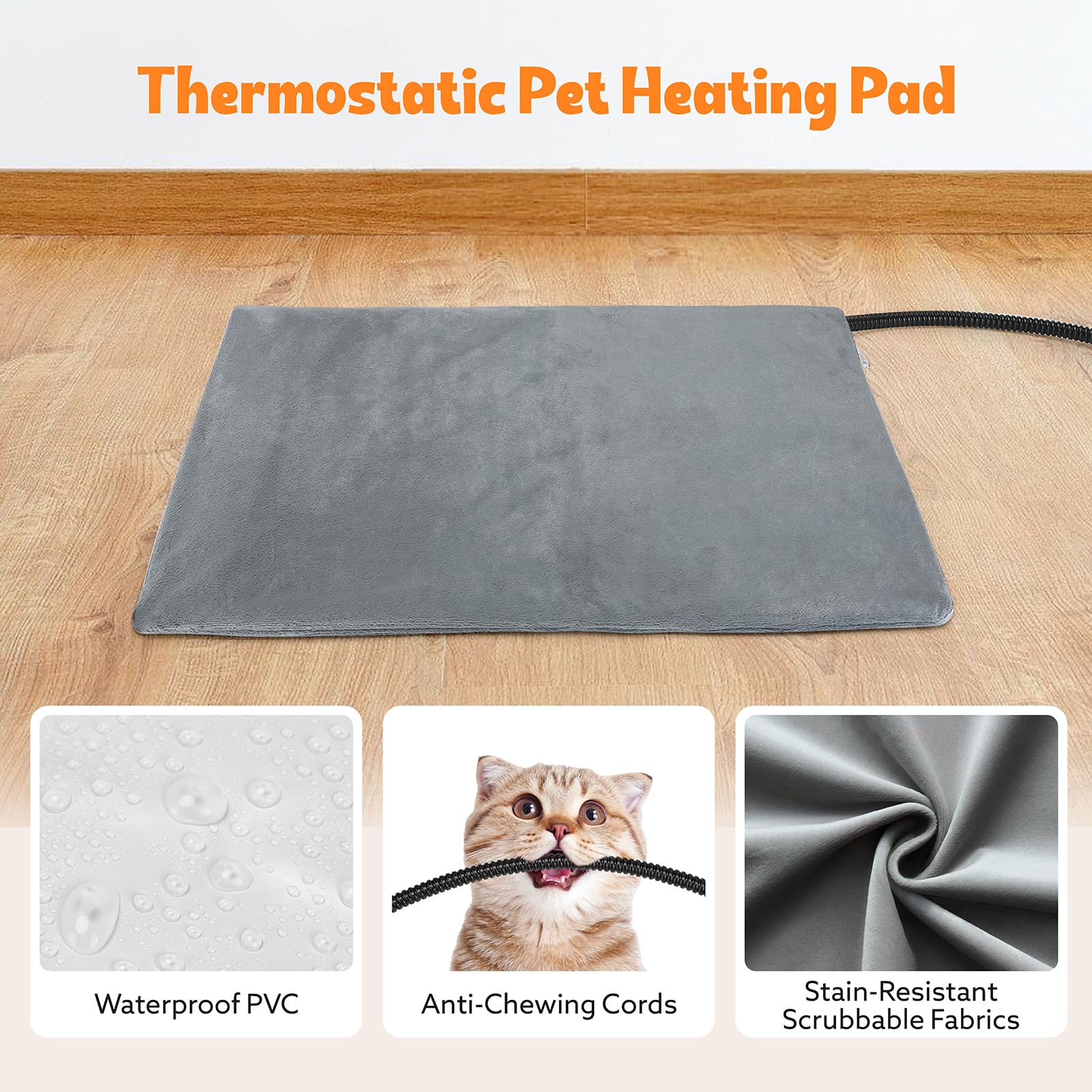 Tovve heated cat house 7-foot cord view illustrating flexible placement