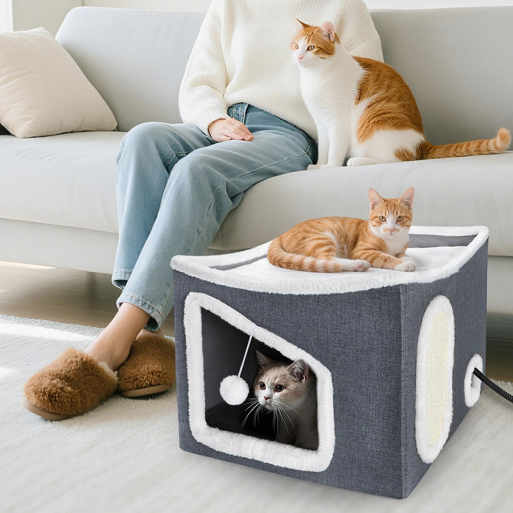Tovve heated cat house indoor comfort use with warm, private corner for cats