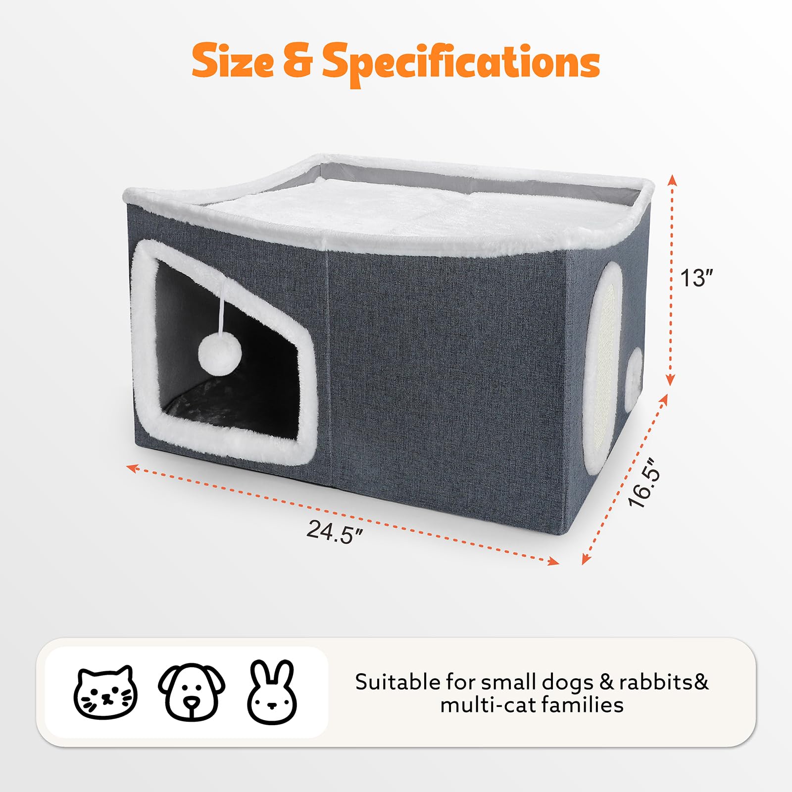 Tovve heated cat house interior reveals spacious, comfy resting and play space.