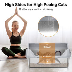 TownTime stainless steel litter box lid helps contain mess and leakage.