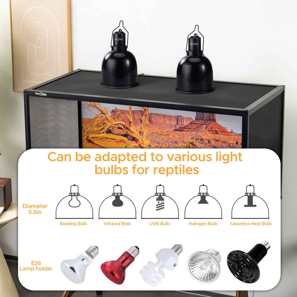 ToxiRium Reptile Light Fixture 2-Pack close-up-assembly shows quick install and reliable fit.