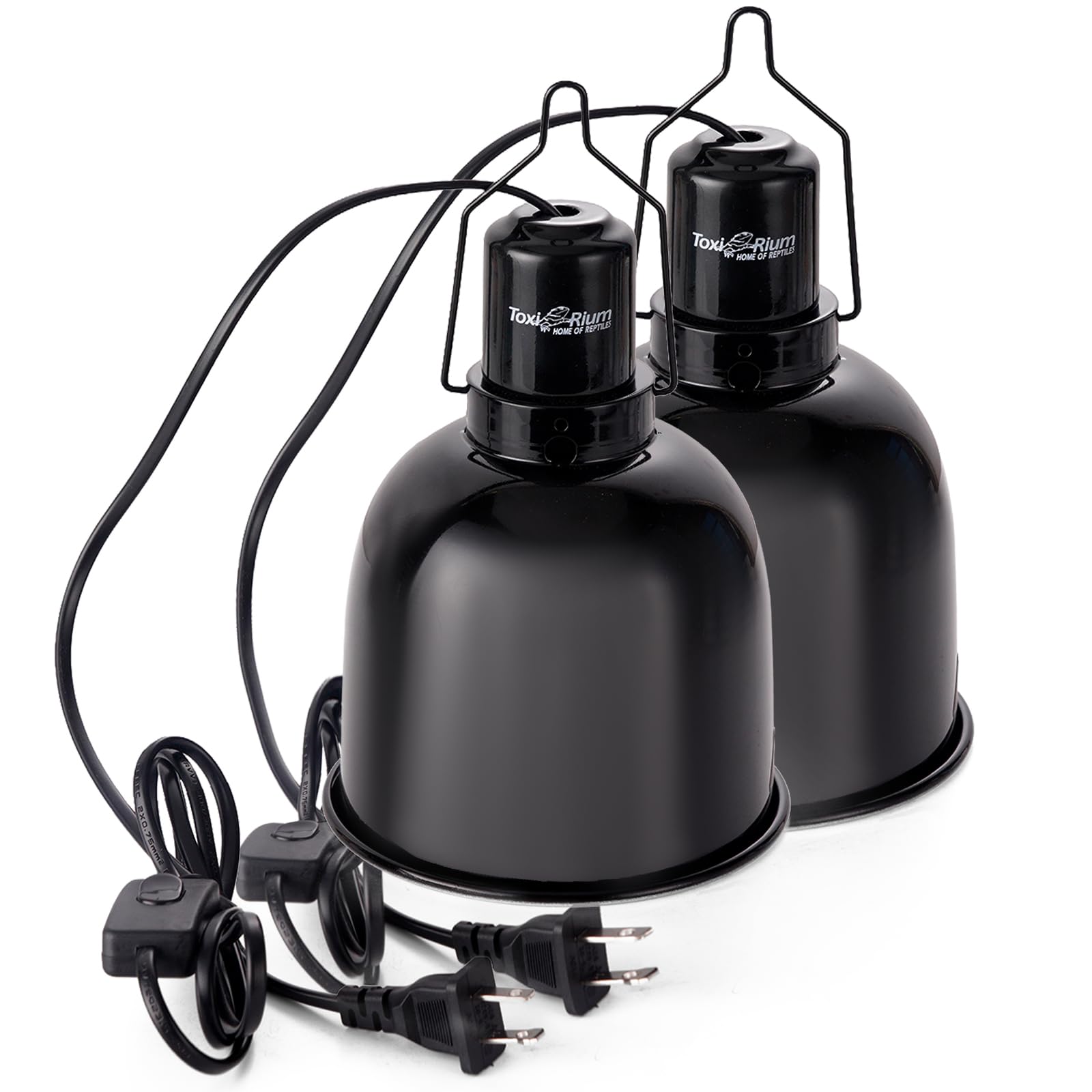 ToxiRium Reptile Light Fixture 2-Pack dome cap front view for safe heating and easy setup.