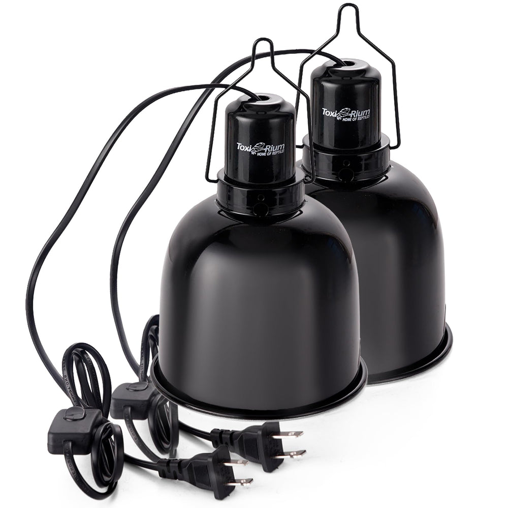 ToxiRium Reptile Light Fixture 2-Pack dome cap front view for safe heating and easy setup.