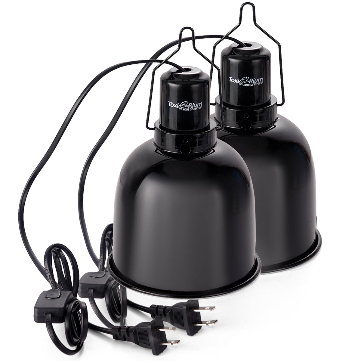 ToxiRium Reptile Light Fixture 2-Pack dome cap front view for safe heating and easy setup.
