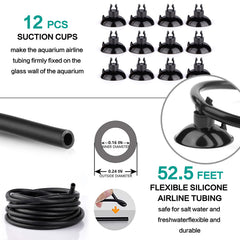 ToyBasics suction cups secure tubing position for stable aquarium aeration setups