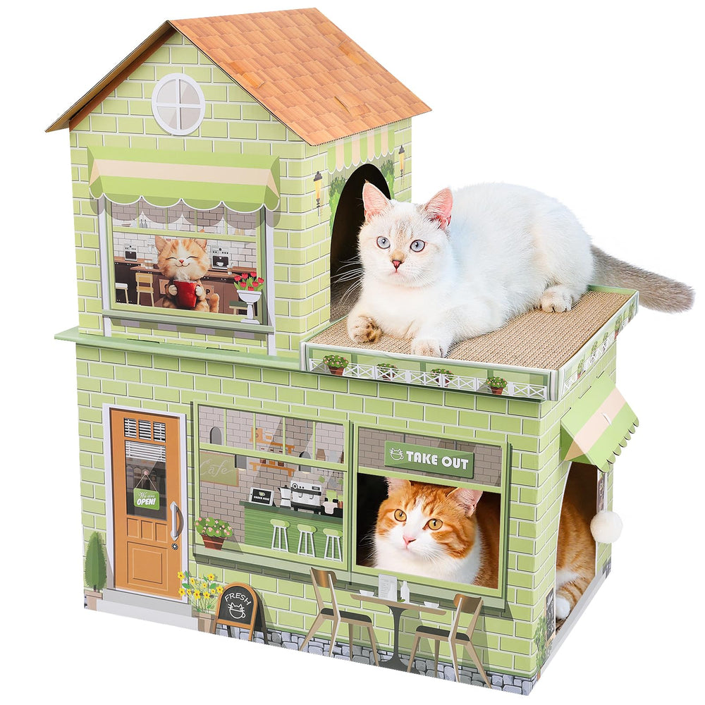 TOYSBOOM cafe-themed rooftop cat house for playful moments