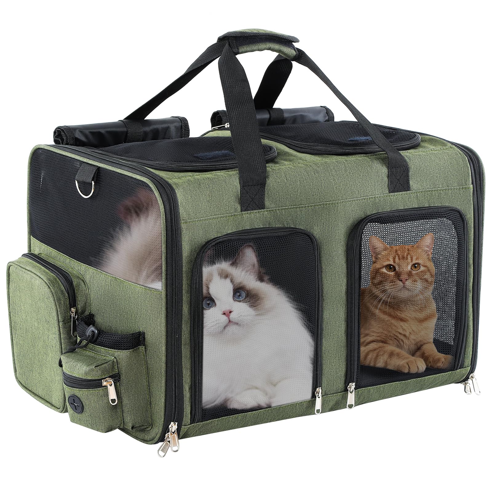 TOYSBOOM Cat Carrier dual cabin green with wide entry for easy pet access