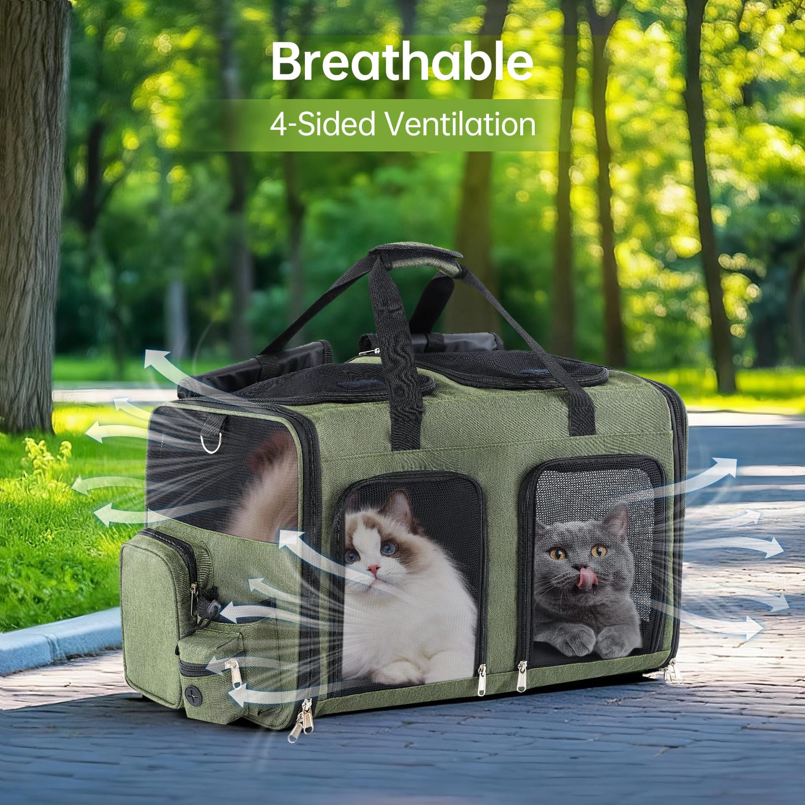 TOYSBOOM Cat Carrier green folded for compact storage and quick trips