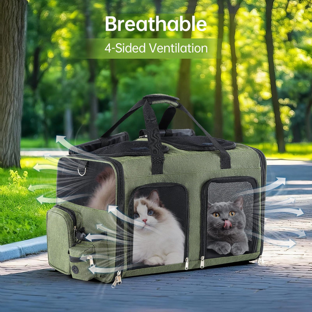 TOYSBOOM Cat Carrier green folded for compact storage and quick trips