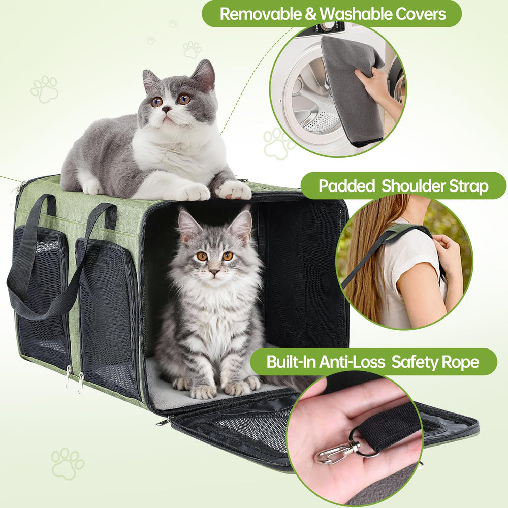 TOYSBOOM Cat Carrier green side pocket for treats and essentials