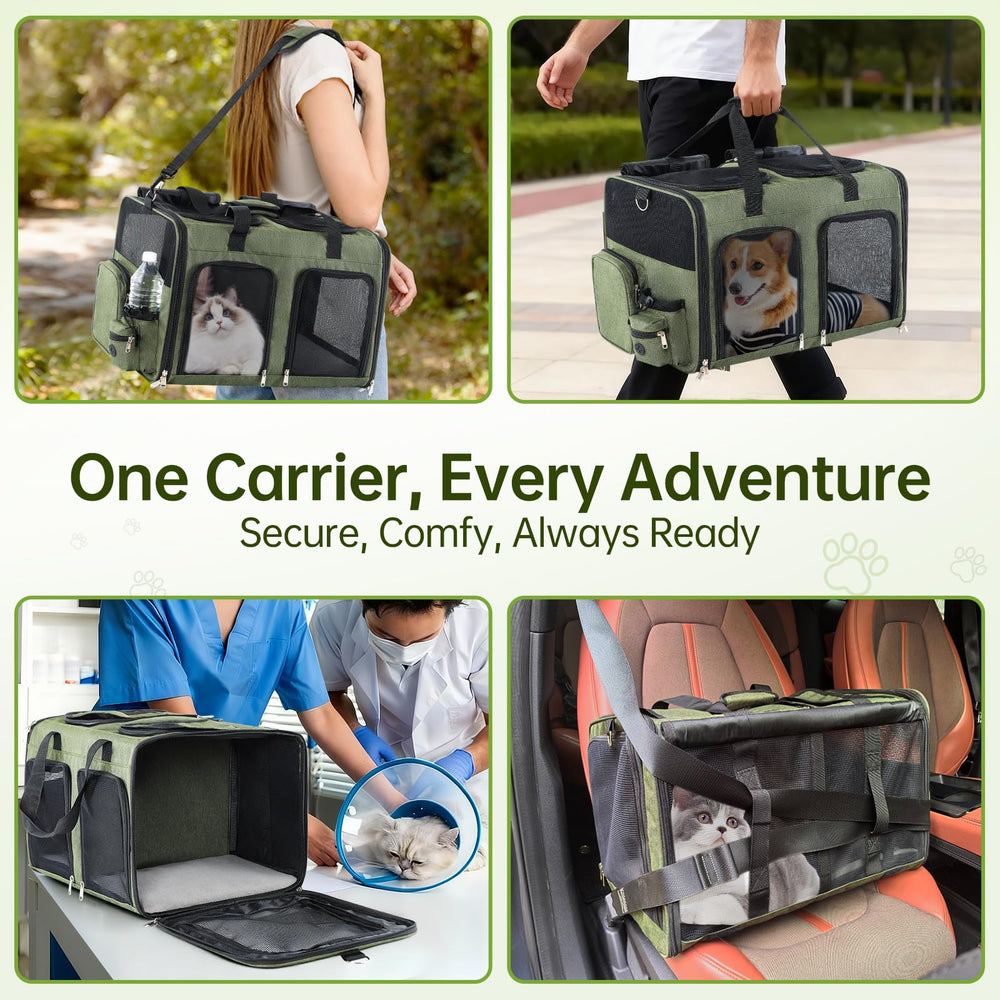 TOYSBOOM Cat Carrier green features breathable mesh panels for airflow