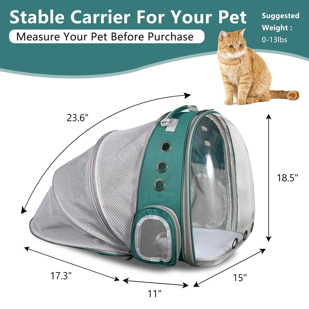 TOYSINTHEBOX Cat Backpack Carrier panoramic bubble window helps pets observe surroundings safely.