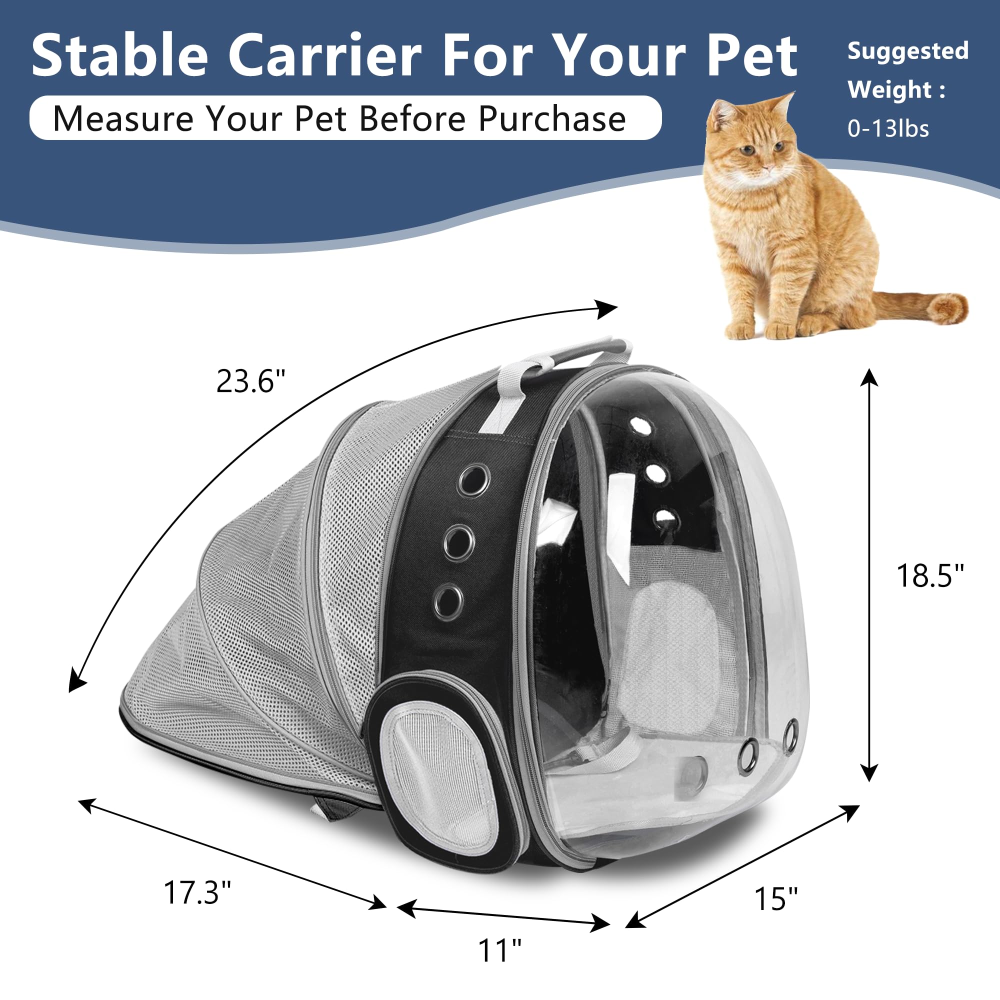 TOYSINTHEBOX cat backpack carrier with nine-vent airflow for comfy travel