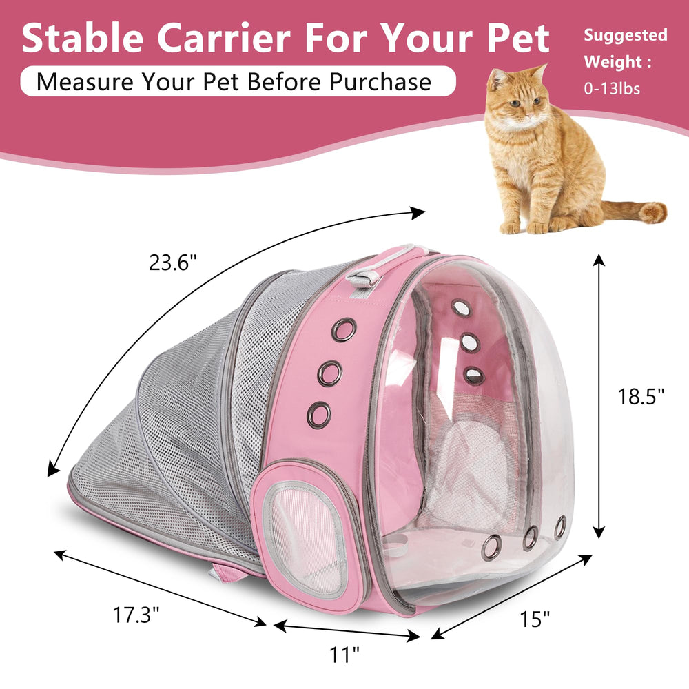 TOYSINTHEBOX cat backpack expandable pink bubble window for curious pets