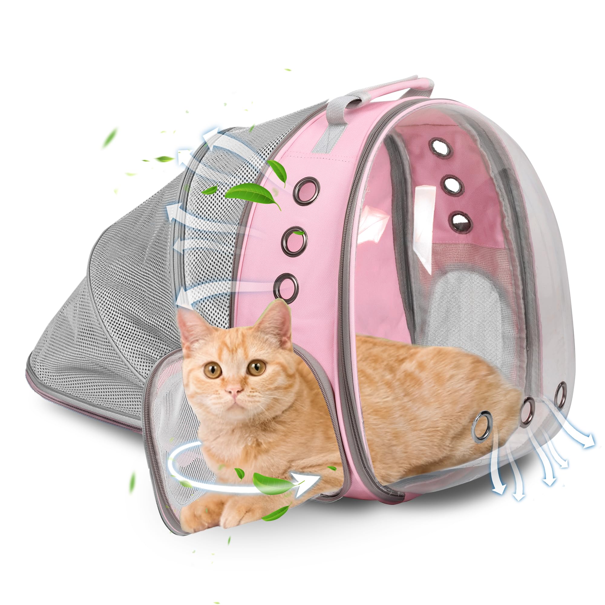 TOYSINTHEBOX cat backpack expandable pink front view for travel