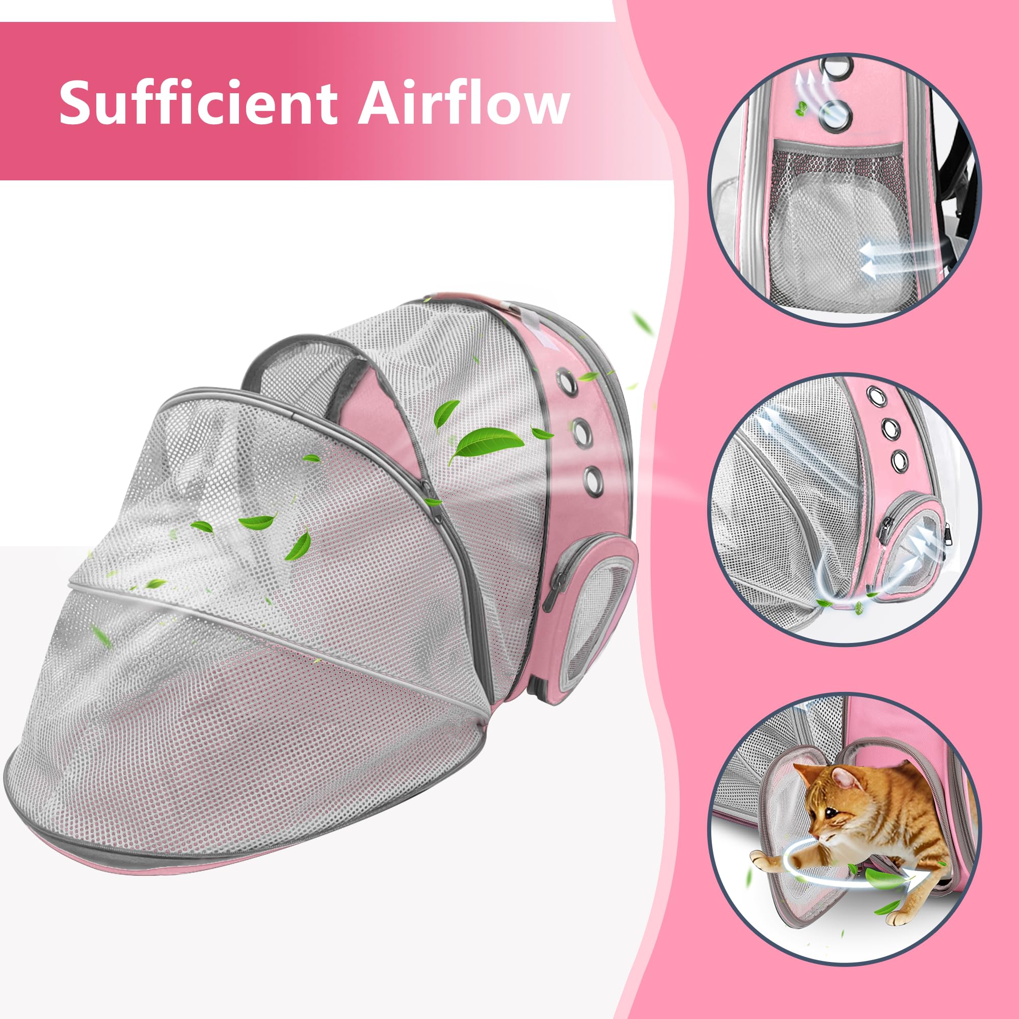 TOYSINTHEBOX cat backpack expandable pink outdoor use for hiking