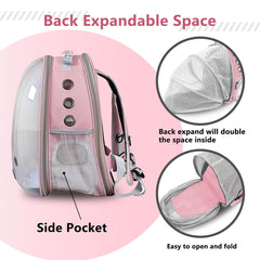 TOYSINTHEBOX cat backpack expandable pink side view with vents