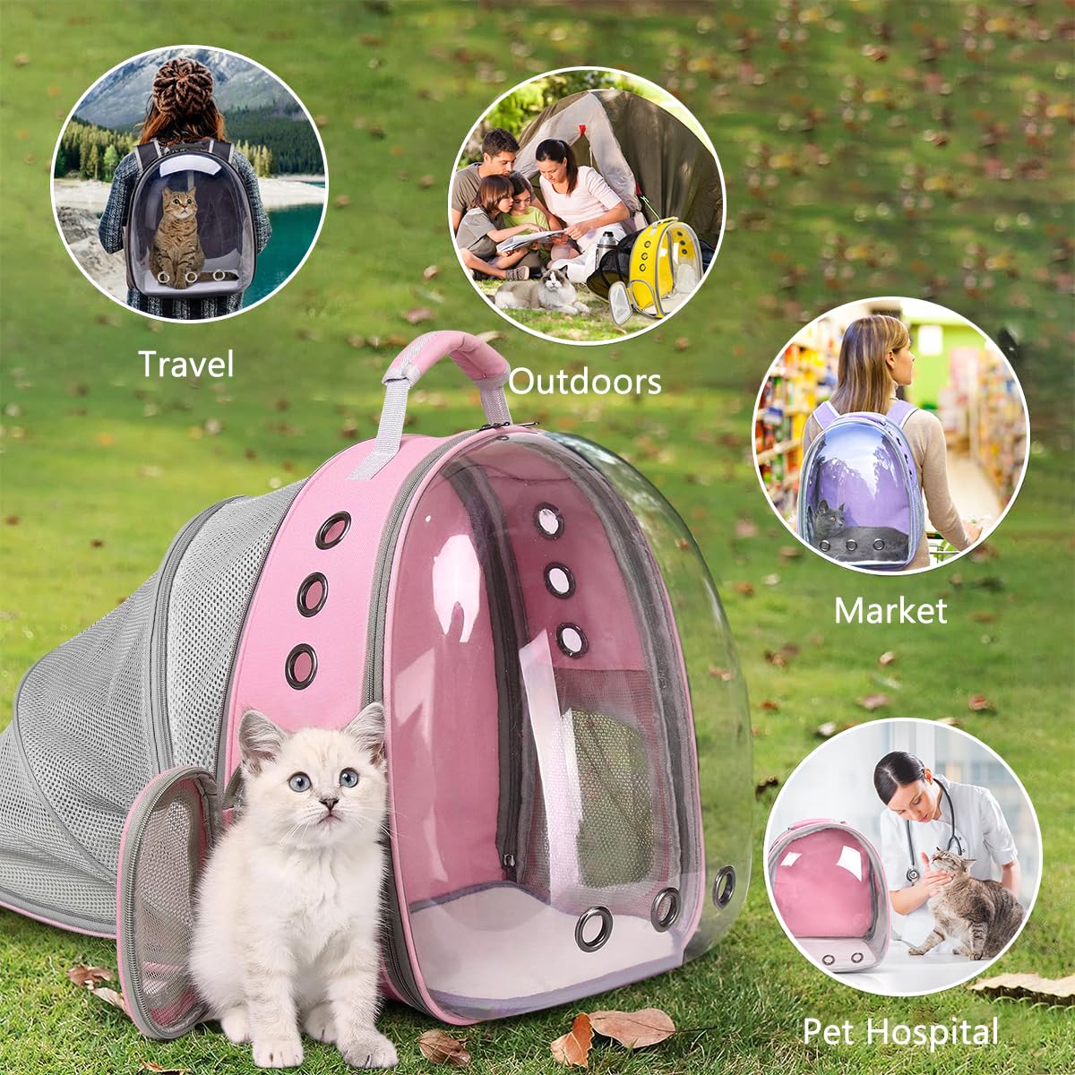 TOYSINTHEBOX cat backpack expandable pink vents highlight airflow