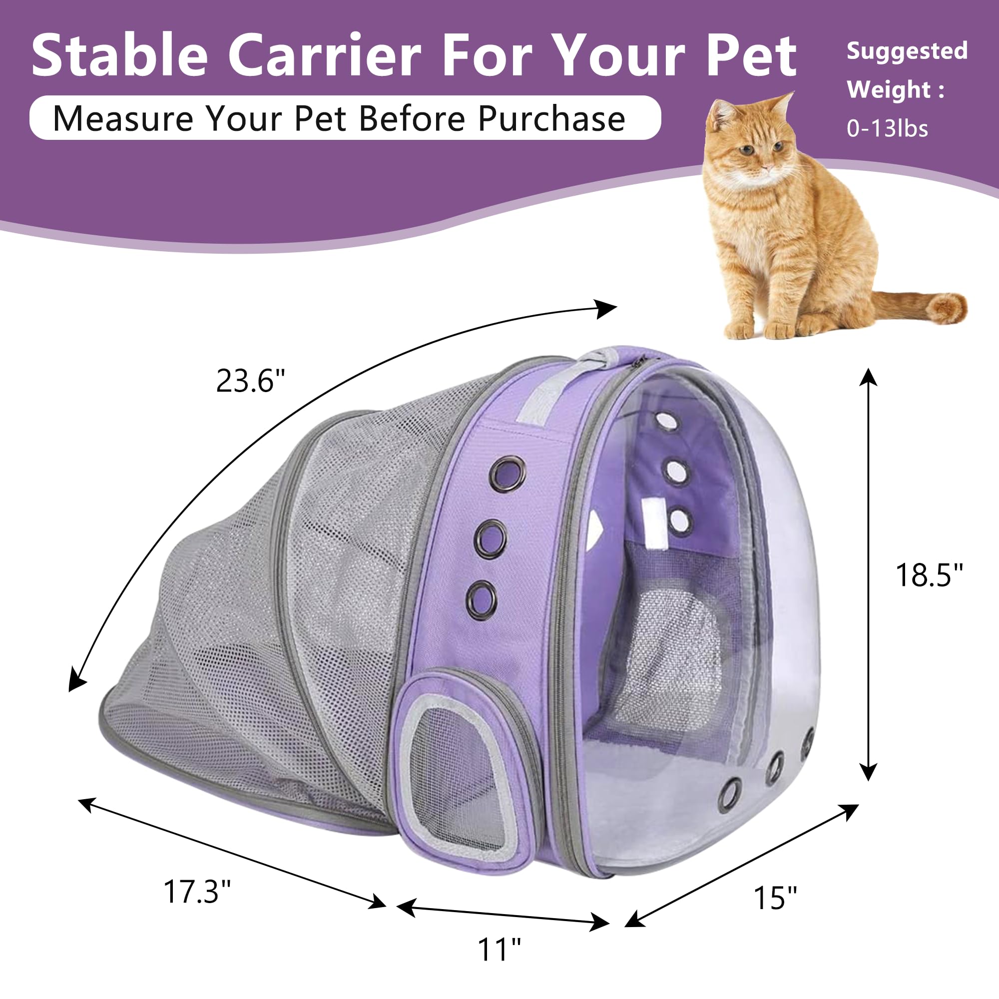 TOYSINTHEBOX cat backpack interior space expand creates room for resting during travel