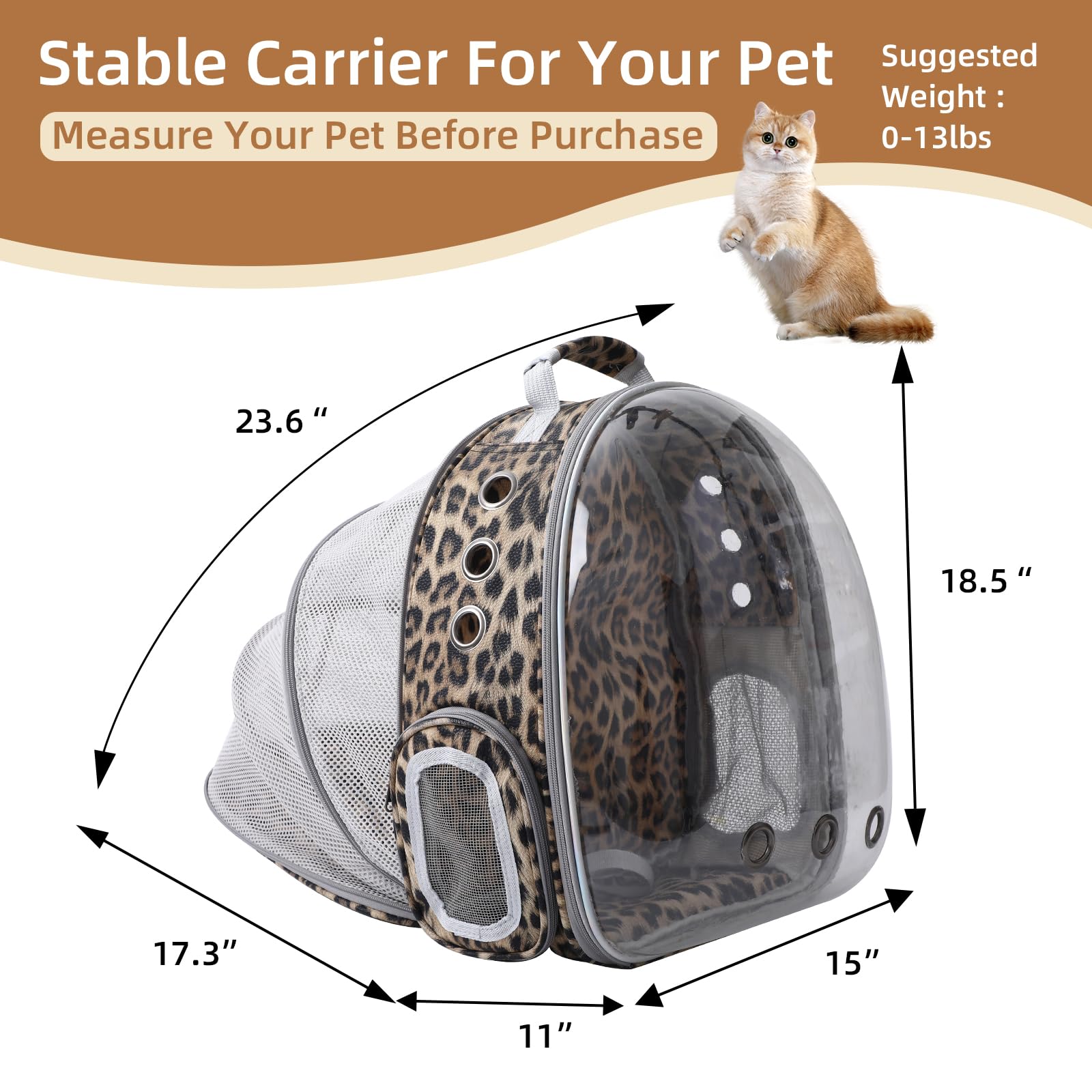 TOYSINTHEBOX cat backpack ventilation system keeps air circulating on outdoor trips.