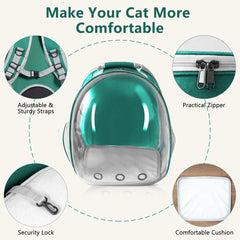 TOYSINTHEBOX Cat Backpack Carrier nine-vent ventilation promotes airflow during outdoor trips.