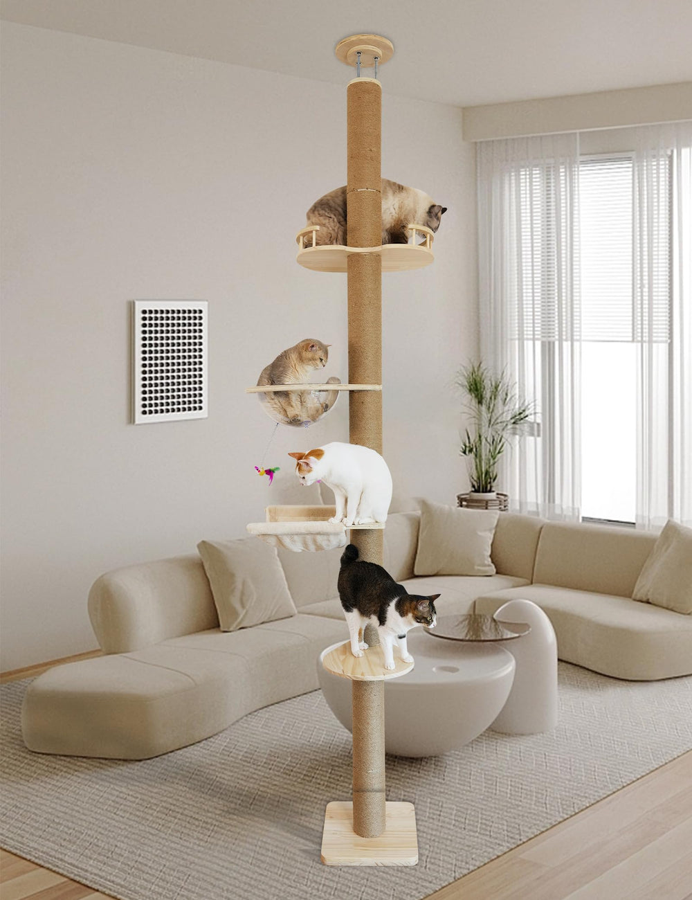 TQEW cat scratching post indoor use demonstrates versatile placement