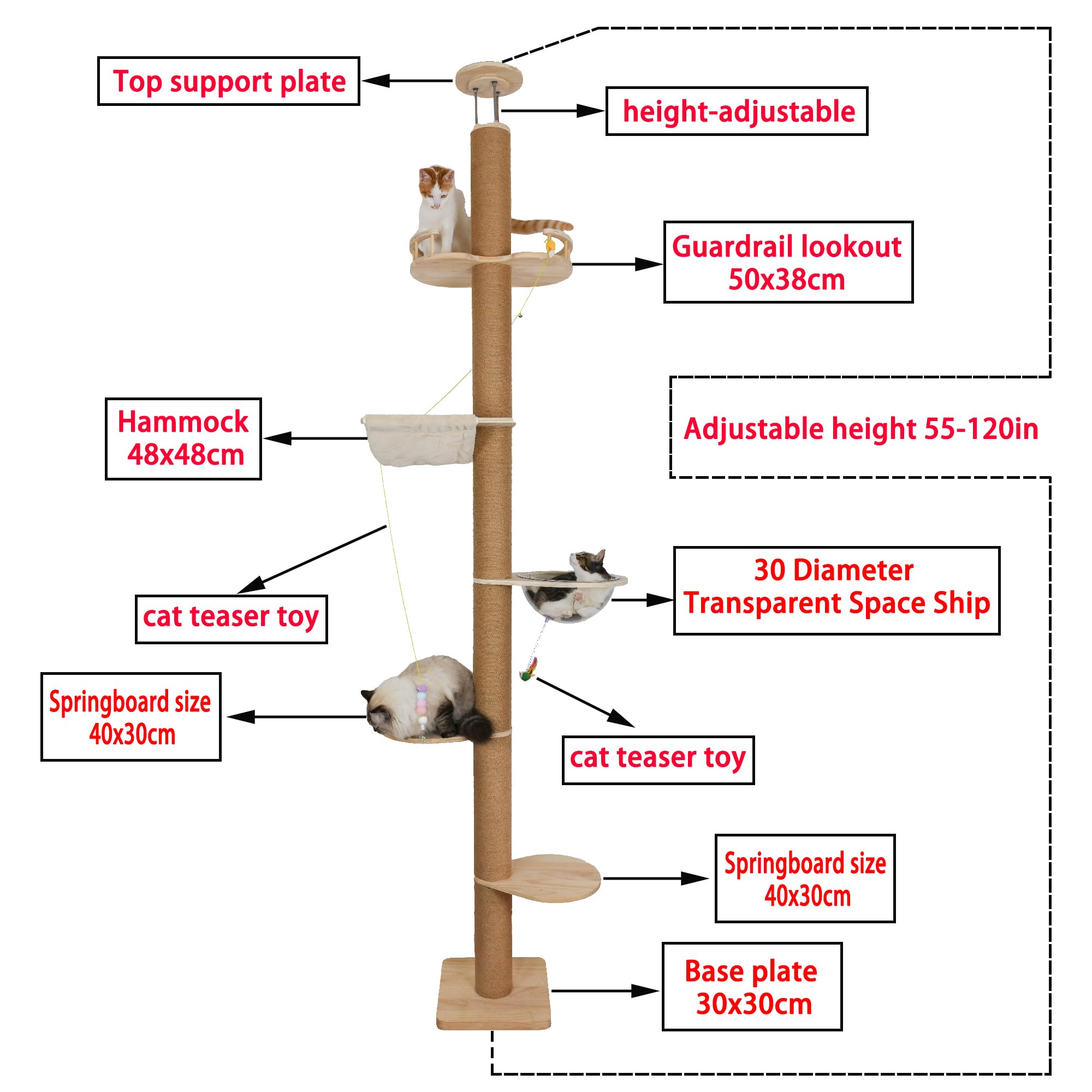 TQEW cat tree hammock and perch provide lounging and viewing spots.