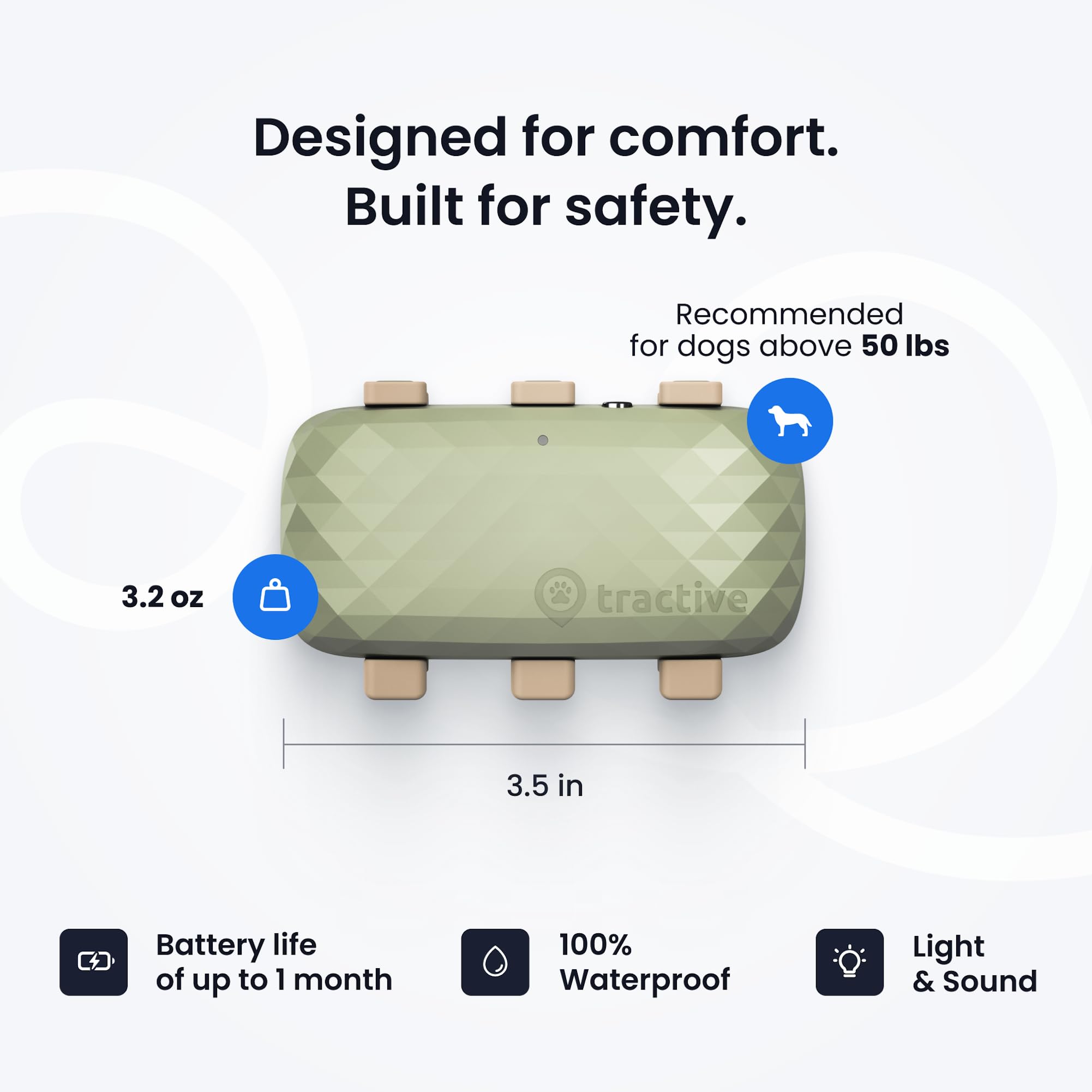 Tractive XL battery life up to one month between charges.