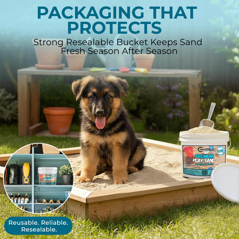 Trade Grade Play Sand promotes learning and fine motor skills through tactile exploration.